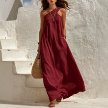 Load image into Gallery viewer, Womens Sleeveless One Shoulder Backless Solid Color Dress