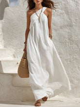 Load image into Gallery viewer, Womens Sleeveless One Shoulder Backless Solid Color Dress