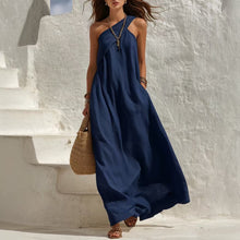 Load image into Gallery viewer, Womens Sleeveless One Shoulder Backless Solid Color Dress