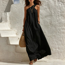 Load image into Gallery viewer, Womens Sleeveless One Shoulder Backless Solid Color Dress