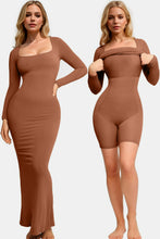 Load image into Gallery viewer, Basic Built-In Shapewear Square Neck Long Sleeve Maxi Dress
