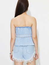 Load image into Gallery viewer, Denim Raw Hem Tube Top

