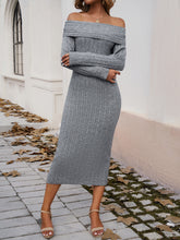 Load image into Gallery viewer, Off-Shoulder Long Sleeve Wrap Dress

