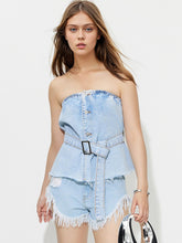 Load image into Gallery viewer, Denim Raw Hem Tube Top
