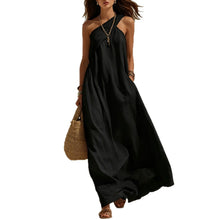 Load image into Gallery viewer, Womens Sleeveless One Shoulder Backless Solid Color Dress
