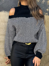 Load image into Gallery viewer, Perfect Mock Neck Cold-Shoulder Sweater
